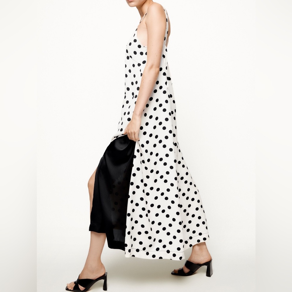 ZARA STUDIO POLKA DOT SLIP MAXI DRESS - Picture 9 of 16